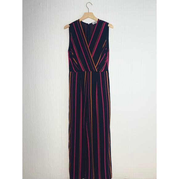 DIANE VON FURSTENBERG Striped Crossover Multicolor Sleeveless Jumpsuit US 8 - Picture 11 of 14
